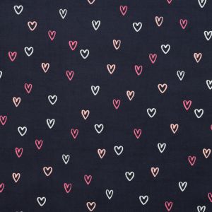 Babycord Foil Hearts-Navy